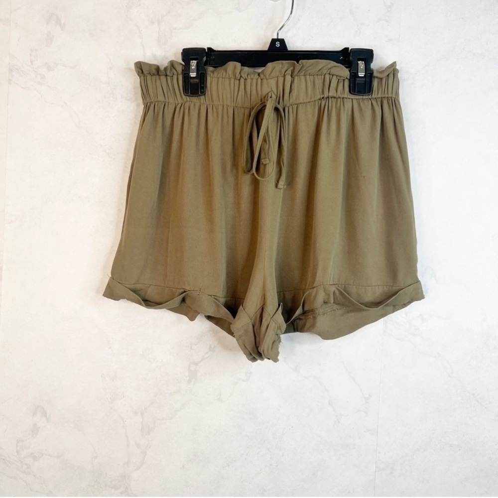 SHEIN High Waist Olive Ruffle Shorts